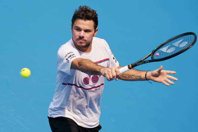 TENNIS AUSTRALIAN OPEN PRACTICE SESSIONS, Stan Wawrinka of Switzerland hits a backhand during an Australian Open practise session at Melbourne Park in Melbourne, Monday, January 13, 2020. ( NO ARCHIVING, EDITORIAL USE ONLY, NO USE IN BOOKS WITHOUT CONSENT MELBOURNE VIC AUSTRALIA  Copyright: xMICHAELxDODGEx 20200113001441893272