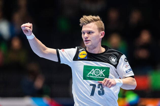 200113 Timo Kastening of Germany during the EHF European Handball Championship match between Latvia and Germany on January 13, 2020 in Trondheim. Photo: Vegard Wivestad Grott BILDBYRAN kod VG 170468 bbeng handball handball handboll handball-em 2020 european men?s handball championship 2020 em 2020 handbolls-em 2020 ehf euro 2020 latvia lettland germany tyskland deutschland jubel Copyright: VEGARDxWIVESTADxGRoTT BB200113VG007