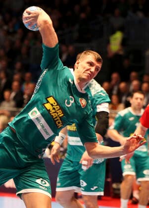 HANDBALL - EHF EURO 2020, MNE vs BLR GRAZ,AUSTRIA,13.JAN.20 - HANDBALL - EHF European Men s Handball Championship 2020, group stage, Montenegro vs Belarus. Image shows Uladzislau Kulesh (BLR). GEPAxpictures xWolfgangxGrebien