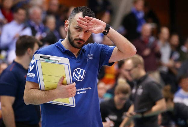BAU 15.01.2020 Stuttgart Volleyball Allianz MTV Stuttgart vs. USC Münster, Trainer Giannis Athanasopoulos (Stuttgart) enttäuscht