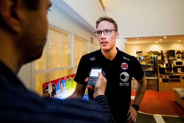 200116 Magnus Gullerud is interviewed by the media during a press meeting with Norway during the EHF European Handball Championship on January 16, 2020 in Malmö. Photo: Ludvig Thunman BILDBYRAN kod LT 35703 bbeng ehf euro 2020 em 2020 european men?s handball championship 2020 handball handboll handbolls-em 2020 handball handball-em 2020 norway norge pressträff press meeting Copyright: LUDVIGxTHUNMAN BB200116LT075