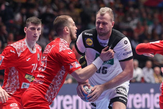 Men s EHF Euro 2020 - Belarus v Germany 16.01.2020., Wiener Stadthalle, Vienna, Ausrtia - Men s EHF Euro 2020, Main Round, group 1, 1st round, Belarus - Germany. Artsem Karalek, Julius Kuhn LukaxStanzl PIXSELL