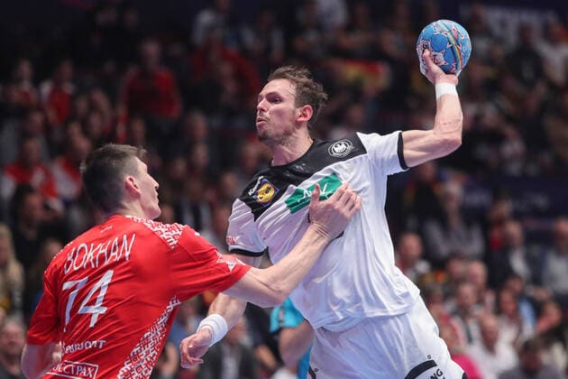 Men s EHF Euro 2020 - Belarus v Germany 16.01.2020., Wiener Stadthalle, Vienna, Ausrtia - Men s EHF Euro 2020, Main Round, group 1, 1st round, Belarus - Germany. Viachaslau Bokhan, Kai Haefner LukaxStanzl PIXSELL