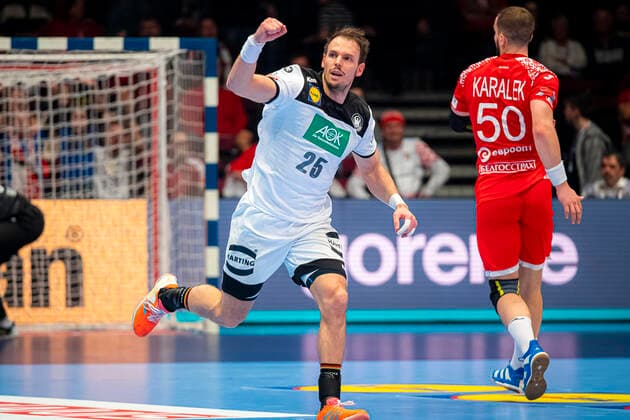 Handball, Maenner: EM 2020, Hauptrunde, Gruppe 1, Weißrussland - Deutschland Kai Häfner Haefner (Deutschland MT Melsungen) Wien Stadthalle Wien Oesterreich