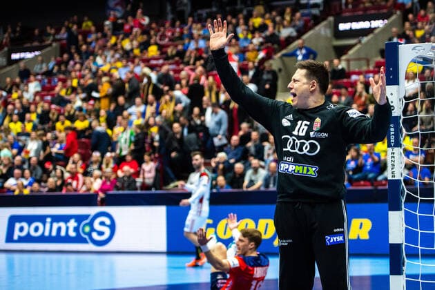 200117 Goalkeeper Roland Mikler of Hungary reacts during the EHF European Handball Championship match between Norway and Hungary on January 17, 2020 in Malmö. Photo: Ludvig Thunman BILDBYRAN kod LT 35707 bbeng ehf euro 2020 em 2020 european men?s handball championship 2020 handball handboll handbolls-em 2020 handball handball-em 2020 norway norge hungary ungern depp Copyright: LUDVIGxTHUNMAN BB200117LT008