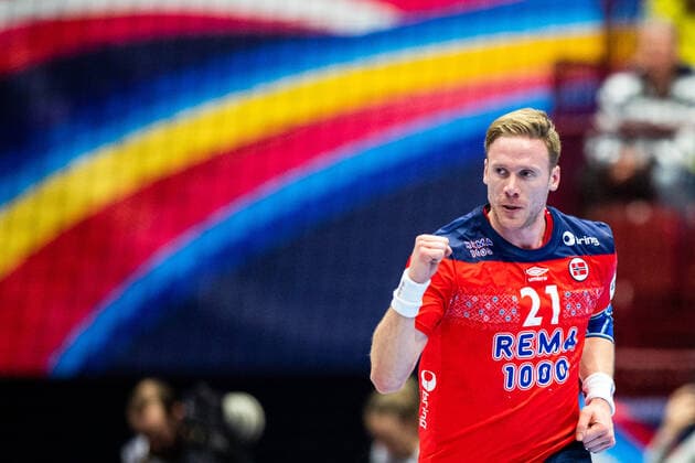 200117 Magnus Gullerud of Norway celebrates during the EHF European Handball Championship match between Norway and Hungary on January 17, 2020 in Malmö. Photo: Ludvig Thunman BILDBYRAN kod LT 35707 bbeng ehf euro 2020 em 2020 european men?s handball championship 2020 handball handboll handbolls-em 2020 handball handball-em 2020 norway norge hungary ungern jubel Copyright: LUDVIGxTHUNMAN BB200117LT030