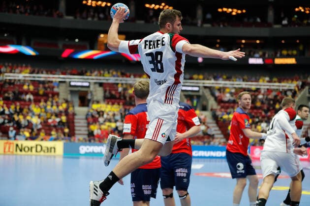 Handball, EM, Norwegen - Ungarn Balint Fekete (Hongrie) HANDBALL : Norvege vs Hongrie - EHF euro 2020 - main round - 17 01 2020 BertrandDelhomme Panoramic 