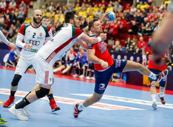 Handball, EM, Norwegen - Ungarn Harald Reinkind (Norvege) HANDBALL : Norvege vs Hongrie - EHF euro 2020 - main round - 17 01 2020 BertrandDelhomme Panoramic 