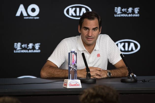 (200118) -- MELBOURNE, Jan. 18, 2020 -- Switzerland s Roger Federer answers questions during a press conference, PK, Pressekonferenz ahead of the Australian Open tennis championship in Melbourne, Australia, Jan. 18, 2020. ) (SP)AUSTRALIA-MELBOURNE-TENNIS-AUSTRALIAN OPEN-PRESS CONFERENCE ZhuxHongye 