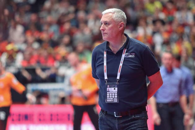 PXL_EURO 2020_Belarus vs Czech Republic 18.01.2020., Wiener Stadthalle, Vienna, Austria - Men s EHF EURO 2020, main round, group I ,match between Belarus and Czech Republic at Wiener Stadthalle.Coach Iouri Chevtsov. LukaxStanzl PIXSELL