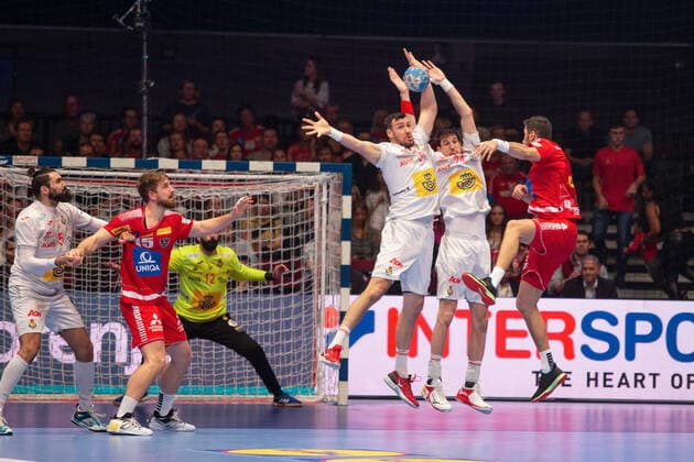 HANDBALL - EHF EURO 2020 VIENNA,AUSTRIA,18.JAN.20 - HANDBALL - EHF European Men s Handball Championship 2020, main round, ESP vs AUT. Image shows Janko Bozovic (AUT). GEPAxpictures xDavidxBitzan