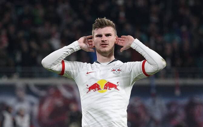 GER, 1. FBL, RasenBallsport Leipzig vs 1.FC Union Berlin 18.01.2020 , Leipzig, Red Bull Arena, GER, 1.FBL, Saison 2019 2020, 18. Spieltag, RasenBallsport Leipzig vs 1.FC Union Berlin im Bild Torjubel Timo Werner (Leipzig) nach dem Tor zum 1:1 Ausgleich DFL regulations prohibit any use of photographs as image sequences and or quasi-video