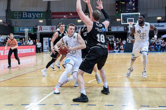 2. Barmer Basketball-Bundesliga ProA, Bayer Giants Leverkusen vs. ROEMERSTROM Gladiators Trier; Leverkusen, 19.01.2020 Colter Morgan Lasher (Bayer Giants Leverkusen 5), 2. Barmer Basketball-Bundesliga ProA, Bayer Giants Leverkusen vs. ROEMERSTROM Gladiators Trier am 19.01.2020 in der Ostermann Arena, Leverkusen, (Nordrhein-Westfalen) *** 2 Barmer Basketball Bundesliga ProA, Bayer Giants Leverkusen vs ROEMERSTROM Gladiators Trier Leverkusen, 19 01 2020 Colter Morgan Lasher Bayer Giants Leverkusen 5 , 2 Barmer Basketball Bundesliga ProA, Bayer Giants Leverkusen vs ROEMERSTROM Gladiators Trier on 19 01 2020 in the Ostermann Arena, Leverkusen, North Rhine-Westphalia Copyright: xBEAUTIFULxSPORTS Mueller-Laschetx