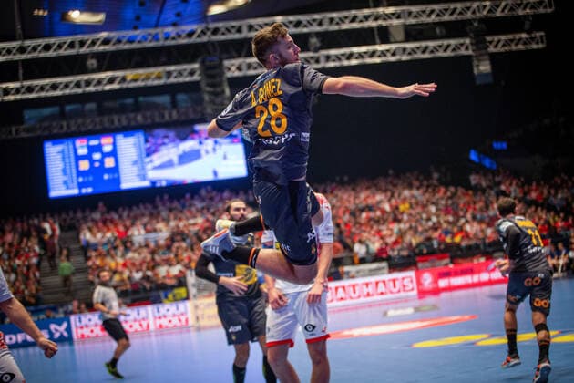 HANDBALL - EHF EURO 2020, BLR vs ESP VIENNA,AUSTRIA,20.JAN.20 - HANDBALL - EHF European Men s Handball Championship 2020, main round, Belarus vs Spain. Image shows Aleix Gomez Abello (ESP). GEPAxpictures xDavidxBitzan