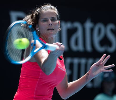 (200122) -- MELBOURNE, Jan. 22, 2020 -- Julia Goerges of Germany returns a shot during the women s singles second round match against Petra Martic of Croatia at the 2020 Australian Open tennis tournament in Melbourne, Australia, Jan. 22, 2020. ) (SP)AUSTRALIA-MELBOURNE-TENNIS-AUSTRALIAN OPEN-DAY 3 ZhuxHongye 