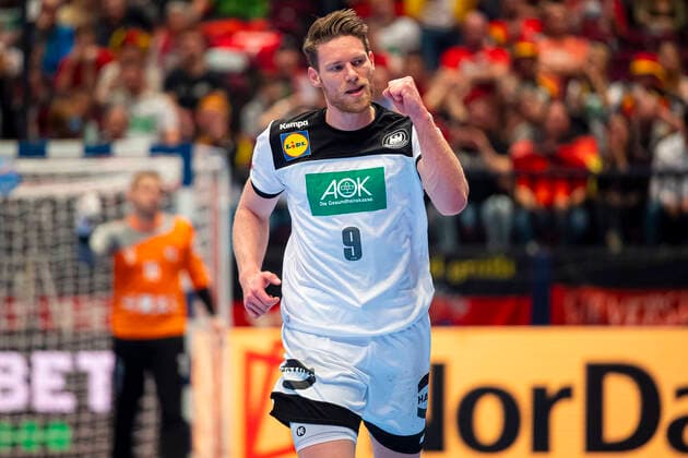 Handball, Maenner: EM 2020, Hauptrunde, Gruppe 1, Tschechische Republik - Deutschland Tobias Reichmann (Deutschland MT Melsungen) Jubel Freude Emotion Wien Stadthalle Wien Oesterreich