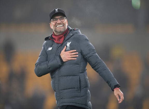 Wolverhampton Wanderers v Liverpool Premier League Liverpool manager Jurgen Klopp celebrates following the Premier League match at Molineux, Wolverhampton Content Not Available For UK Newspapers Copyright: xRussellxHartx FIL-14069-0014