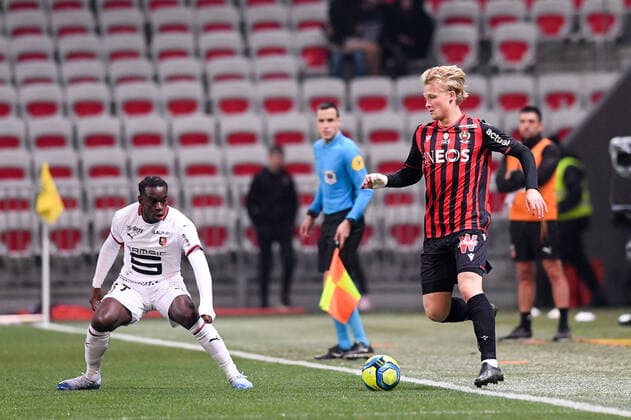 09 KASPER DOLBERG (NICE) FOOTBALL : Nice vs Rennes - Ligue 1 Conforama - 24 01 2020 FEP Panoramic 