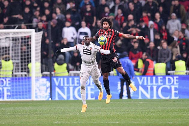 04 DANTE (NICE) - 11 MBAYE NIANG (REN) FOOTBALL : Nice vs Rennes - Ligue 1 Conforama - 24 01 2020 FEP Panoramic 