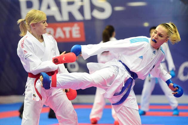 Gwendoline Philippe (Fra) -61kg vs Serogina Anita (Ukr) KARATE : Open de Paris 2020 - Karate - 25 01 2020 JBAutissier Panoramic 