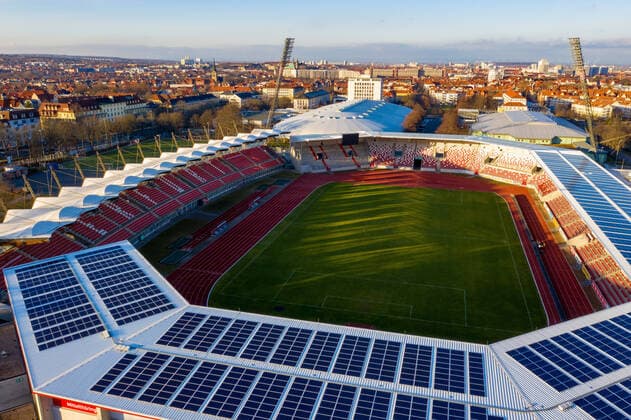 Erfurt , 130120 , Steigerwaldstadion , Arena Erfurt mit alter Westtribüne
