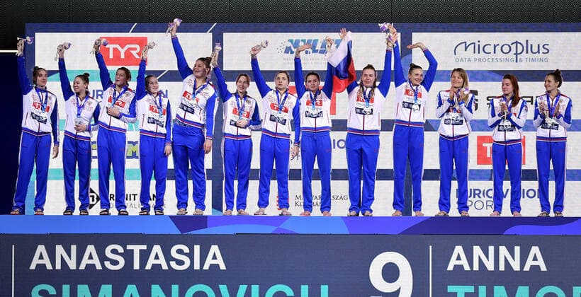 RUSSIA RUS Silver Medal Budapest 25 01 2020 Duna Arena Women Medal Ceremony XXXIV LEN European Water polo, Wasserball Championships 2020 Photo © Andrea Staccioli Deepbluemedia Insidefoto andreaxstaccioli