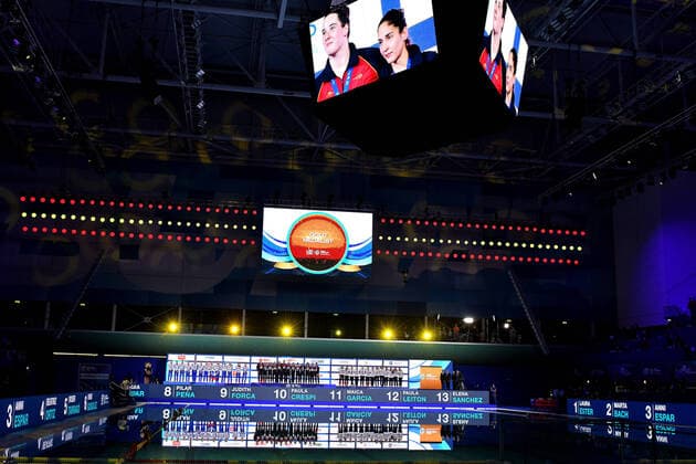 SPAIN ESP Gold Medal RUSSIA RUS Silver Medal HUNGARY HUN Bronze MEdal Budapest 25 01 2020 Duna Arena Women Medal Ceremony XXXIV LEN European Water polo, Wasserball Championships 2020 Photo © Andrea Staccioli Deepbluemedia Insidefoto andreaxstaccioli