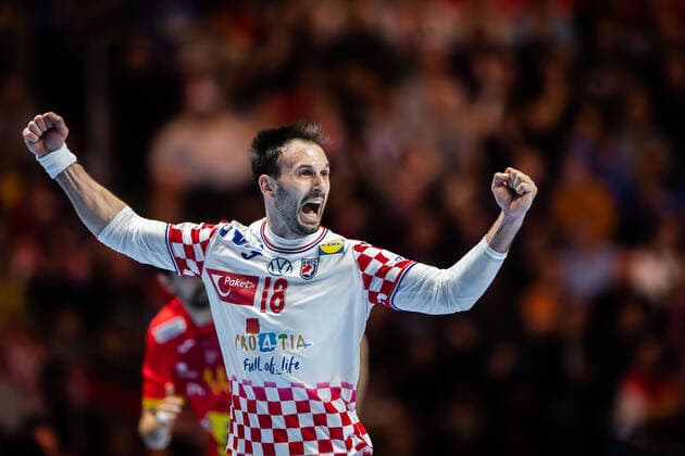 200126 Igor Karacic of Croatia celebrates during the EHF European Handball Championship final between Spain and Croatia on January 26, 2020 in Stockholm. Copyright: JESPERxZERMAN BB200126JZ011