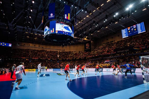 200126 General view over the EHF European Handball Championship final between Spain and Croatia on January 26, 2020 in Stockholm. Copyright: JOHANNAxLUNDBERG BB200126JL016
