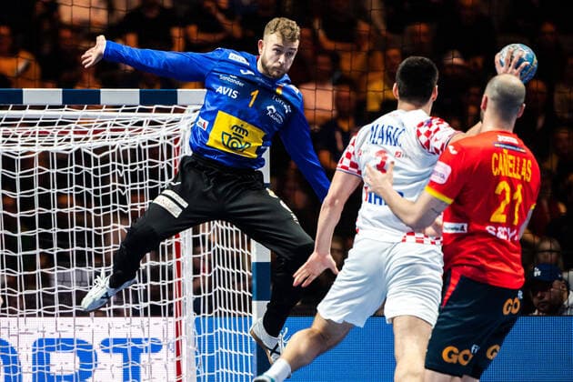 200126 Goalkeeper Gonzalo Perez de Vargas Moreno of Spain during the EHF European Handball Championship final between Spain and Croatia on January 26, 2020 in Stockholm. Copyright: JOHANNAxLUNDBERG BB200126JL028