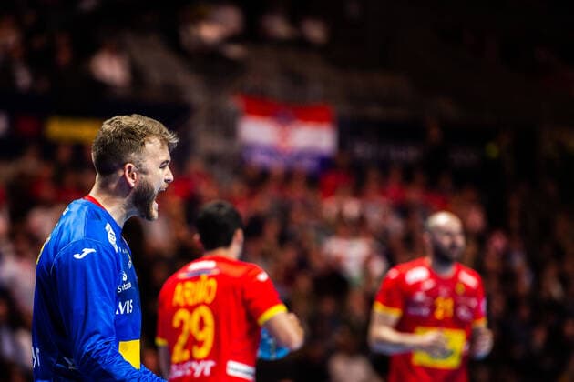 200126 Goalkeeper Gonzalo Perez de Vargas Moreno of Spain celebrates during the EHF European Handball Championship final between Spain and Croatia on January 26, 2020 in Stockholm. Copyright: JESPERxZERMAN BB200126JZ044