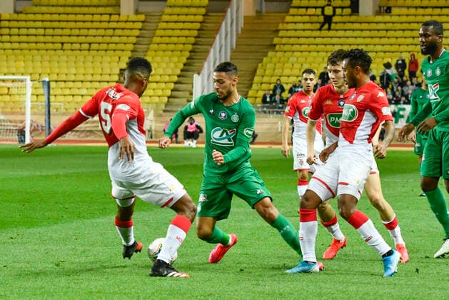 Denis Bouanga (AS Saint Etienne) - Jemerson (AS Saint Etienne) FOOTBALL : AS Monaco vs AS Saint Etienne - Coupe de France - Monaco - 28 01 2020 NorbertScanella PanoramiC 