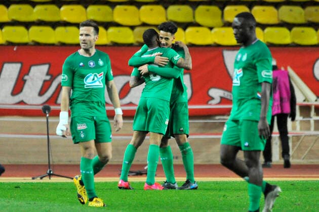 William Saliba (AS Saint Etienne) - Yann M Villa (AS Saint Etienne) FOOTBALL : AS Monaco vs AS Saint Etienne - Coupe de France - Monaco - 28 01 2020 NorbertScanella PanoramiC 
