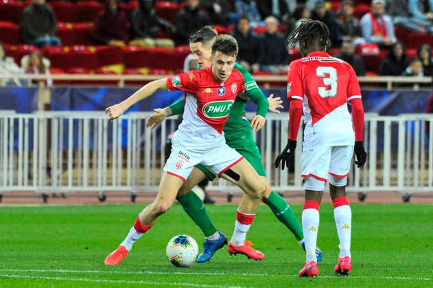 Alexander Golovin (AS Monaco) - Romain Hamouma (AS Saint Etienne) FOOTBALL : AS Monaco vs AS Saint Etienne - Coupe de France - Monaco - 28 01 2020 NorbertScanella PanoramiC 