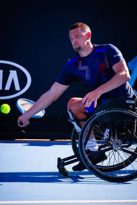 Belgian Joachim Gerard pictured during the tennis match between Belgian Joachim Gerard and Australian Ben Weekes ATP, Tennis Herren 21), in the Men s Wheelchair Singles Quarterfinals match, at the Australian Open tennis Grand Slam, Wednesday 29 January 2020 in Melbourne Park, Melbourne, Australia. PATRICKxHAMILTON  x2464894x