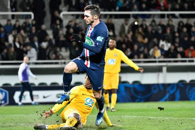 But et joie Pablo Sarabia (psg) FOOTBALL : Pau vs PSG - 8eme de Finale Coupe de France - Pau - 29 01 2020 ThierryBreton Panoramic 