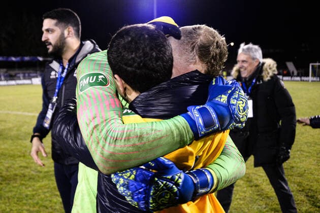 Idior Jerome ( 1 - Epinal ) - Joie des joueurs de l equipe du Epinal apres sa victoire - FOOTBALL : SAS Epinal vs Lille OSC - Coupe de France - Epinal - 29 01 2020 FedericoPestellini Panoramic 