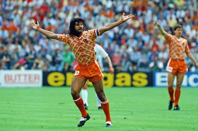 UDSSR - Niederlande Deutschland, München, 215.06.1988, Fussball, UEFA EURO, EM, Europameisterschaft,Fussball 1988 in Deutschland, Finale, UDSSR - Niederlande (0:2): Ruud Gullit (Niederlande).
