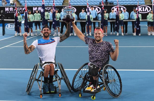 Sport Bilder des Tages Australian Open 2020 Magret Court Arena Quad Wheelchair Doubles Final Winner :Dylan Alcott ,Australia and Heath Davidson , Australia