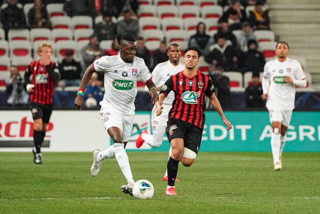 Bertrand Traore (Lyon)) - Adam Ounas (OGC Nice) FOOTBALL : OGC Nice vs Lyon - Coupe de France - Nice - 30 01 2020 NorbertScanella PanoramiC 