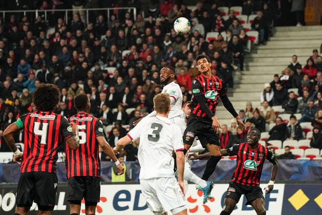 Danilo Barbosa (OGC Nice) - Moussa Dembele (Lyon) FOOTBALL : OGC Nice vs Lyon - Coupe de France - Nice - 30 01 2020 NorbertScanella PanoramiC 
