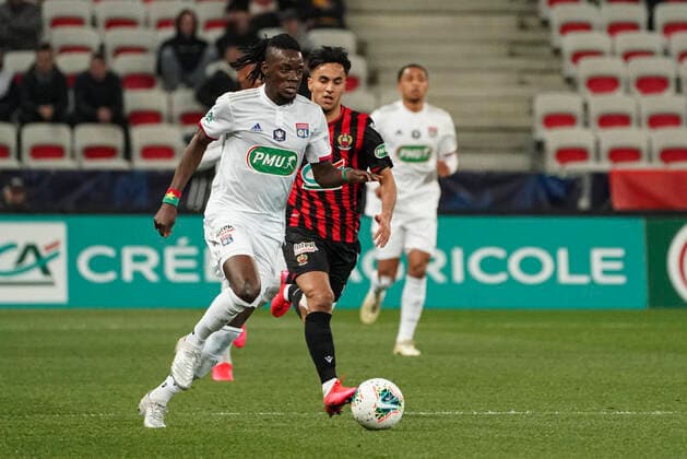 Bertrand Traore (Lyon)) - Adam Ounas (OGC Nice) FOOTBALL : OGC Nice vs Lyon - Coupe de France - Nice - 30 01 2020 NorbertScanella PanoramiC 