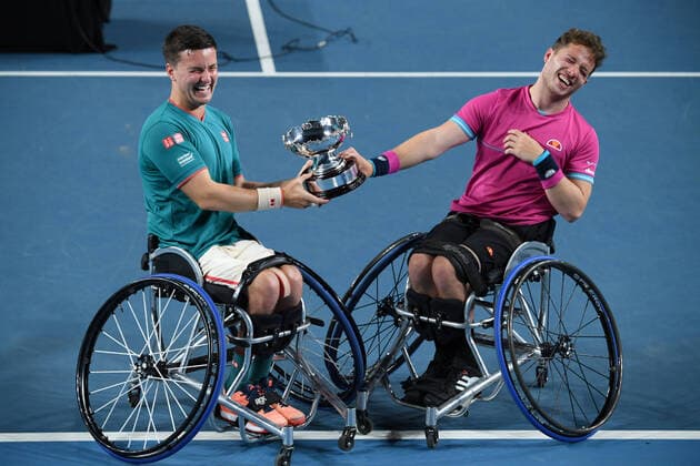 Sport Bilder des Tages Australian Open 2020 Wheelchair Mens Doubles Alfie Hewett, Great Britain and Gordon Reid , Great Britain