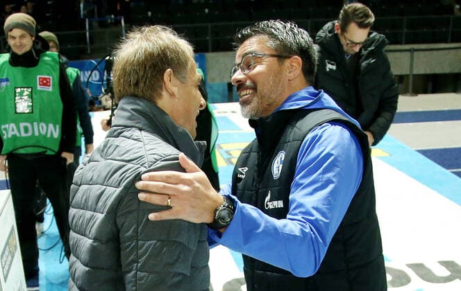 Trainer Jürgen Klinsmann , Trainer David Wagner Fußball Fussball DFL Bundesliga Herren Saison 2019 2020 31.01.2020 Hertha BSC Berlin vs. FC Schalke 04 S04 DFL regulations prohibit any use of photographs as image sequences and or quasi-video.