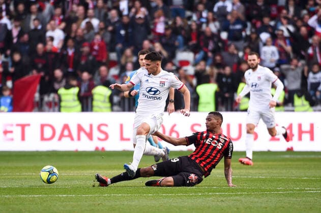 08 HOUSSEM AOUAR (OL) - 29 CHRISTOPHE HERELLE (NICE) FOOTBALL : Nice vs Lyon - Ligue 1 Conforama - 02 02 2020 FEP Panoramic 