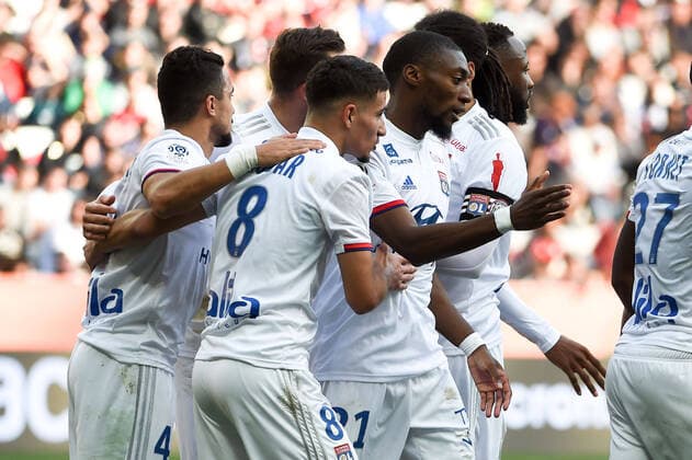 JOIE - 21 KARL TOKO EKAMBI (OL) - 08 HOUSSEM AOUAR (OL) FOOTBALL : Nice vs Lyon - Ligue 1 Conforama - 02 02 2020 FEP Panoramic 