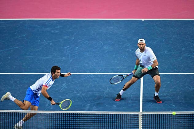 Lean Julien Rojer (Ned) Horia Tecau (Rou) TENNIS : Open Sud de France 2020 - Montpellier - 03 02 2020 JBAutissier Panoramic 