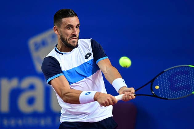 Damir Dzumhur (Bih) TENNIS : Open Sud de France 2020 - Montpellier - 04 02 2020 JBAutissier Panoramic 