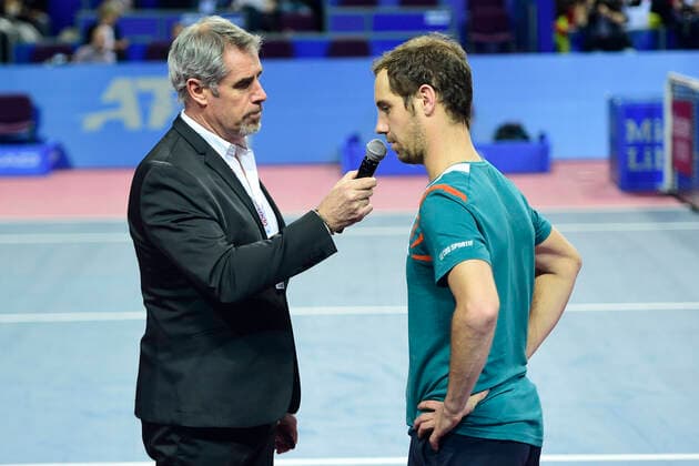 abandon de Richard Gasquet (Fra) Marc Maury TENNIS : Open Sud de France 2020 - Montpellier - 07 02 2020 JBAutissier Panoramic 