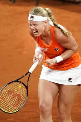 07-02-2020 TENNIS: FED CUP: NEDERLAND-WIT RUSLAND: DEN HAAG Kiki Bertens NED wins against Aliaksandra Sasnovich BLR during Fed Cup Netherlands- Belarus on February, 7 2020 in Den Haag Netherlands. Photo by SCS Sander Chamid Fed cup Netherlands-Belarus xVIxANPxSportx xSoenarxChamidxsportfotografiexIVx 405897334